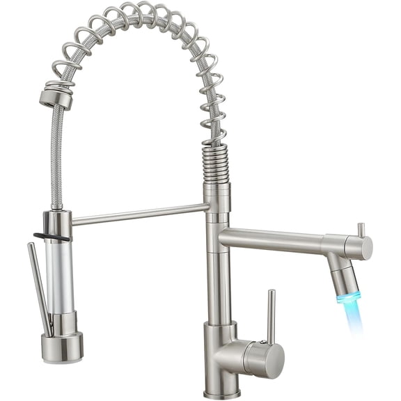 Zovajonia Commercial Pull Down Kitchen Faucet with LED, Single Handle Stainless Steel