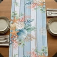 thumbnail image 5 of Table Runners 70 Inches Long Dress Scarves, Blue Beach Coastal Farmhouse Coffee/Dining/Kitchen Table Decor, Holiday Table Runner, Summer Nautical Coral Shell Botanical Vintage 13x70 Inch, 5 of 9