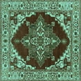 thumbnail image 1 of Ahgly Company Indoor Square Oriental Turquoise Blue Industrial Area Rugs, 6' Square, 1 of 4