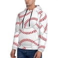 thumbnail image 3 of Rateoe Baseballs Pattern Mens Hoodie, Pullover Hooded Sweatshirt, Kangaroo Pocket Hoodie Ideal for Daily Wear, Travel and Home-4X-Large, 3 of 7