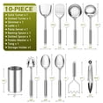 thumbnail image 2 of Juego de utensilios de cocina e-FAR de acero inoxidable de 10 piezas con soporte, 2 of 9