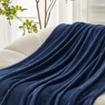 thumbnail image 4 of Exclusivo Mezcla Waffle Textured Extra Large Fleece Blanket, Super Soft and Warm Throw Blanket for Couch, Sofa and Bed (Navy Blue, 50"x70")-Cozy, Fuzzy and Lightweight, 4 of 9