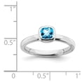 thumbnail image 2 of Sterling Silver Stackable Cushion Cut Blue Topaz Ring - .64 cwt - Size 9, 2 of 2