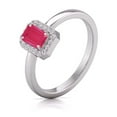 thumbnail image 2 of TimeLe$$ Classics Round and Emerald Cut Natural Ruby Gemstone Ring in 14K White Gold (Size: 5), 2 of 6