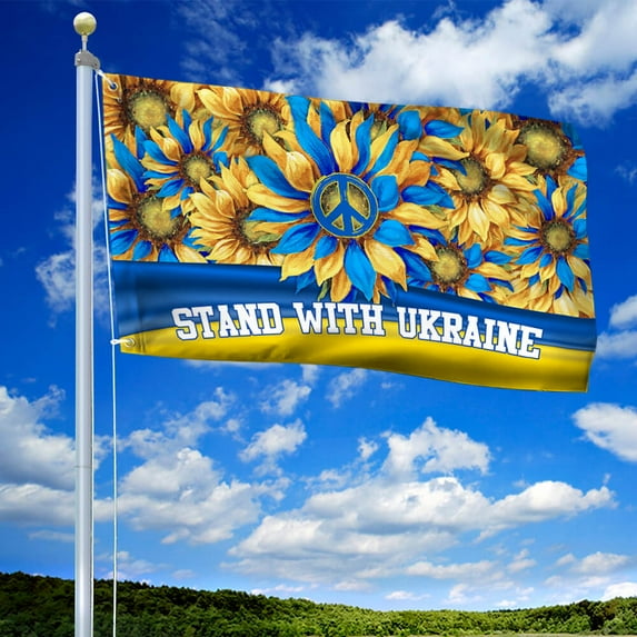 Flagwix US Ukraine Flag Stand With Ukraine. Ukraine Strong Flag NNT479GF - 5x8 ft., No Flag Pole Rings