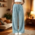 thumbnail image 2 of LIaqionyy Womens Fleece Pants Winter Warm Elastic Waist Wide Leg Fuzzy Lounge Bottoms Long Soft Plush Pajama Pant, 2 of 6