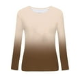 thumbnail image 5 of YWDJ Shirts for Women Graphic Tees Long Sleeve Dip Dye with Crew Neck Long Sleeve Khaki L, 5 of 5