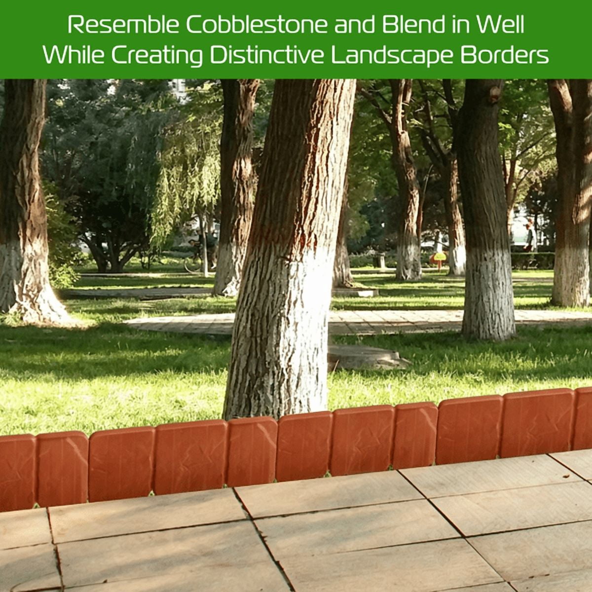 Plastic Lawn Edging, Interlocking Garden Landscape Border, 20‑Piece 16ft Flexible PP Garden Edging for Flower Beds, Walkways and Lawn Landscaping