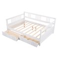 thumbnail image 6 of Full Size Daybed Frame with 2 Drawers, Wooden Sofa Bed for Bedroom Living Room, Wood Low Platform Bed with Storage Drawers, Dual-use Bedroom Furniture, No Box Spring Needed, White, 6 of 7