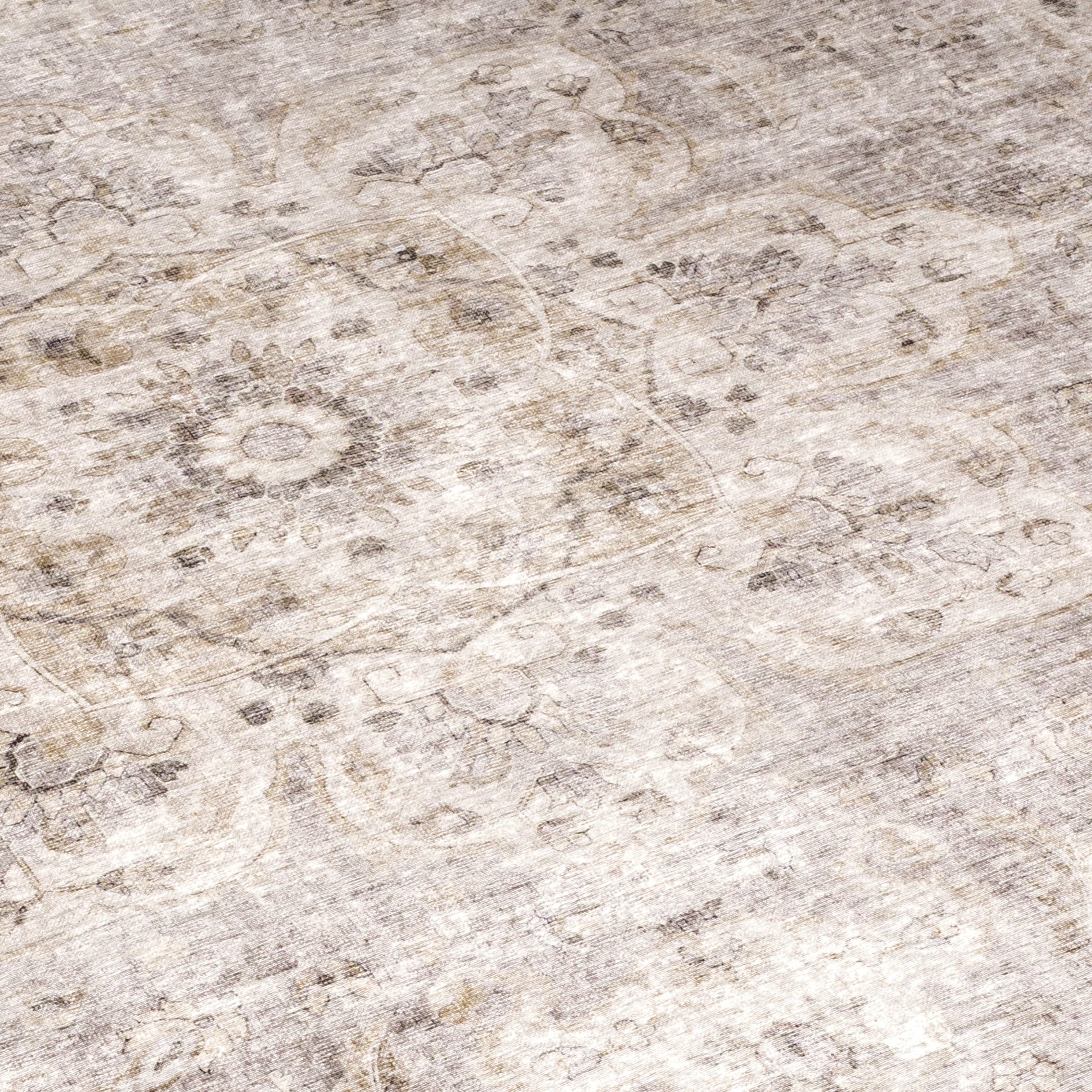 ReaLife Machine Washable Rug - Stain Resistant, Non-Shed - Eco-Friendly, Padded, Family & Pet Friendly - Made from Premium Recycled Fibers - Vintage Bohemian Medallion - Beige Ivory, 7'6" x 9'6"