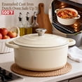 thumbnail image 2 of Enameled Cast Iron Dutch Oven, TAIMASI 5QT Dutch Oven Pot with Lid & Cotton Potholders, Heavy-Duty Cookware for Braising, Stews, Roasting, Bread Baking, All Stovetop Compatible (Cream White), 2 of 8