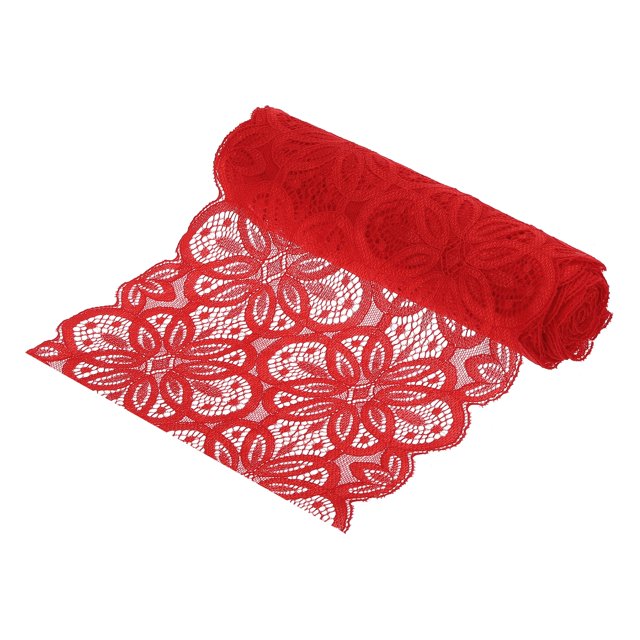 Unique Bargains Lace Ribbon 10 Yards 7 Inch Lace Flower Trim for Craft Headbands Wedding Red