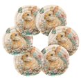 thumbnail image 7 of 6 Pcs Drink Coasters with Holder 3.94in Woven Coasters for Drinks Watercolor Adorable Bunny Coaster Set for Protection Table, 7 of 7
