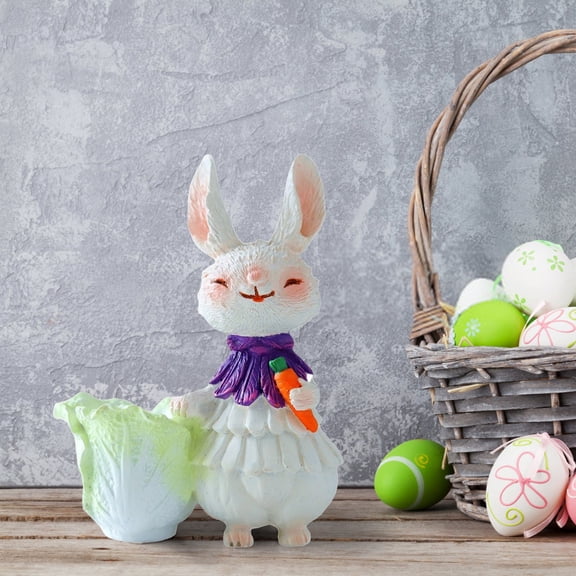Outdoor Planters Qwtwty Art Bunny Planter Resin Statue Cute Shaped Flower Pot for Garden Patio Yard or Porch Decor