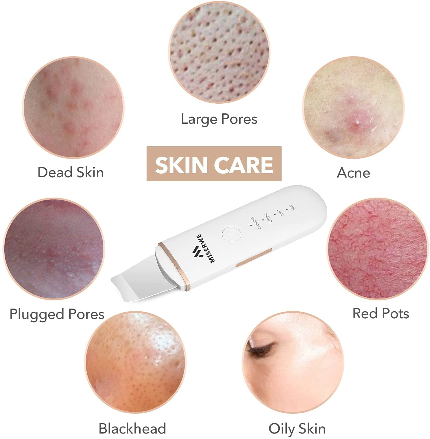 Skin Scrubber Face Skin Spatula Facial Scrubber Spatula for Deep Cleansing Blackhead Remover Pore Cleaner Face Beauty Lifting Tool with 4 Modes