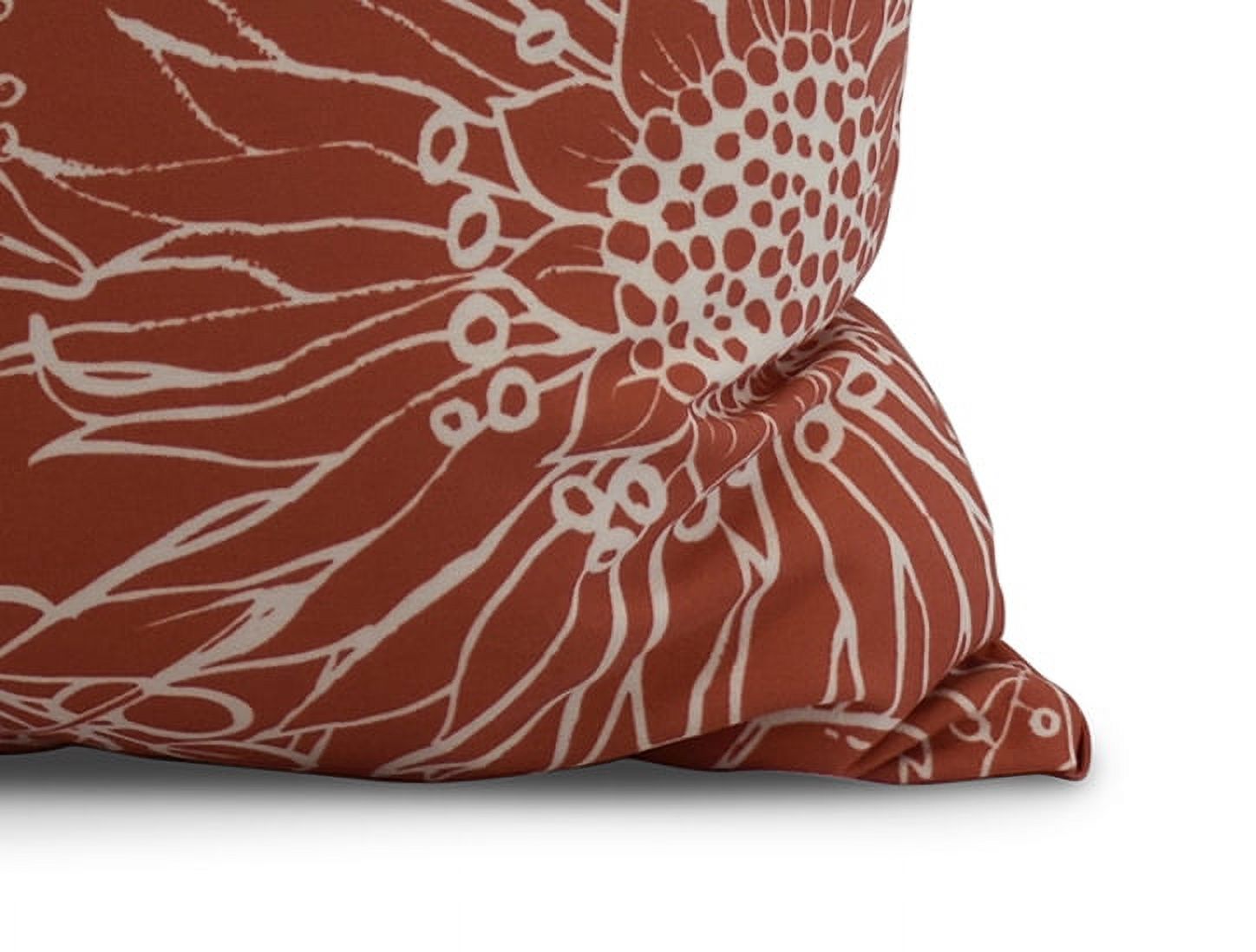 Simply Daisy, 16" x 16" Zentangle 4, Floral Print Outdoor Pillow, Red Orange