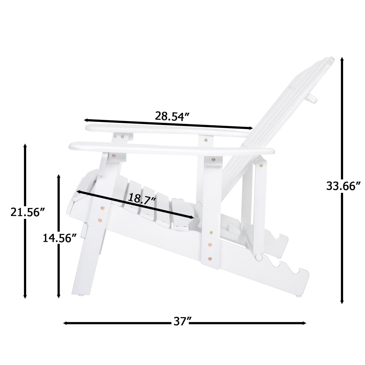 Adirondack Chair Malibu White with Extendable Leg Rest Acacia Wood
