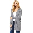 thumbnail image 3 of Love Stitch Womens Hooded Soft Knit Relaxed Fit Classic Cardigan (S, Heather Charcoal), 3 of 4