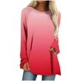 thumbnail image 3 of Pompotops T-Shirts Décontractés à Col Rond Imprimé Floral pour Femmes Manches Longues Blouse en Solde, 3 of 5
