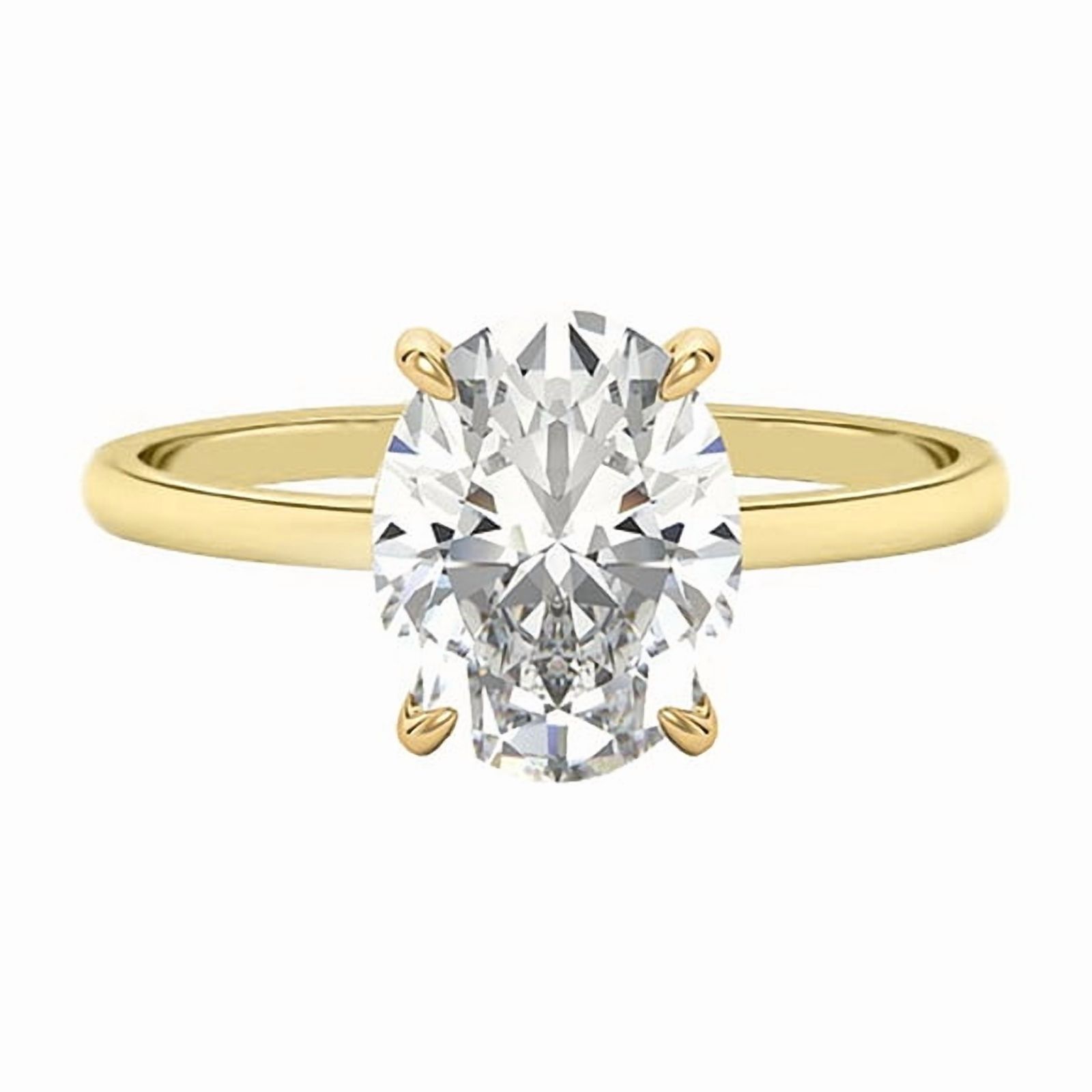 Cora Jewellery Simple 2.75CT Oval Moissanite Hidden Halo Engagement Ring for Women, 10K Yellow Gold, 5 US