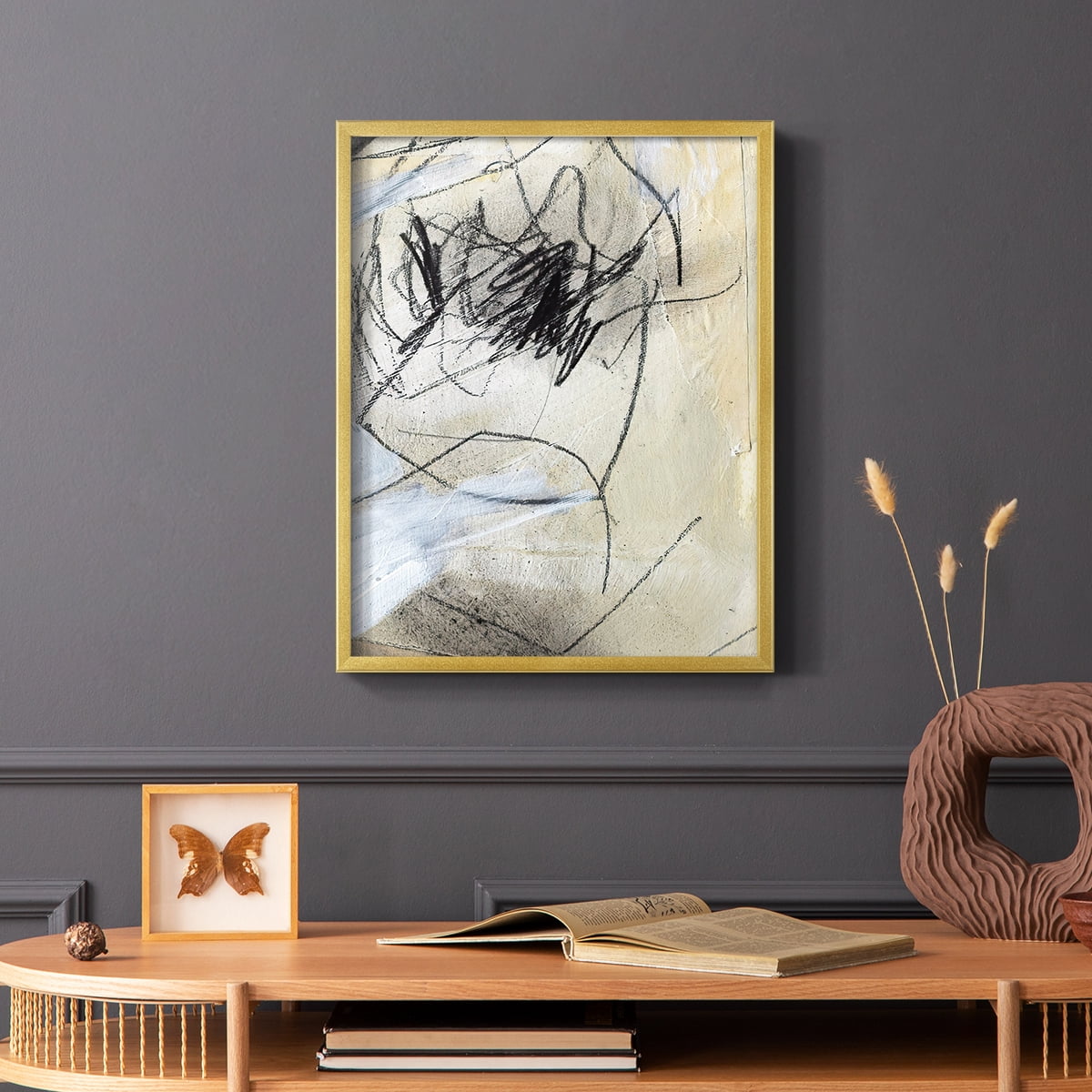 Masked Notes VII Framed Print in Gold Solid Wood Framed Print No Nail Hanging