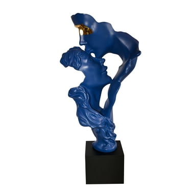 Abstract Modern Lovers Blue Resin Statue 12" x 8" x 26"H