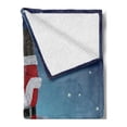 thumbnail image 2 of Santa Soft Flannel Fleece Throw Blanket, Father Christmas Stuck in the Chimney on Snow Covered Rooftop and Starry Night Sky, Cozy Plush for Indoor and Outdoor Use, 60" x 80", Multicolor, by Ambesonne, 2 of 5