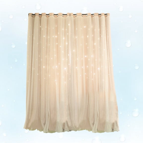 BESTYASH Grommet Curtains with Star Hollow Out Design in Beige for Living Room and Bedroom Windows