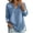 Blue, variant on Women's Tencel Denim Henley Tunic Top, V Neck Long Sleeve Blouse with Rolled Cuffs, Side Split Hem and Loose Fit