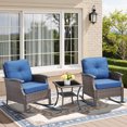 thumbnail image 2 of PPorfamilia 3PCS Outdoor Rocking Chairs Table Set, Patio Bistro Furniture Set with Navy Cushions, 2 of 8
