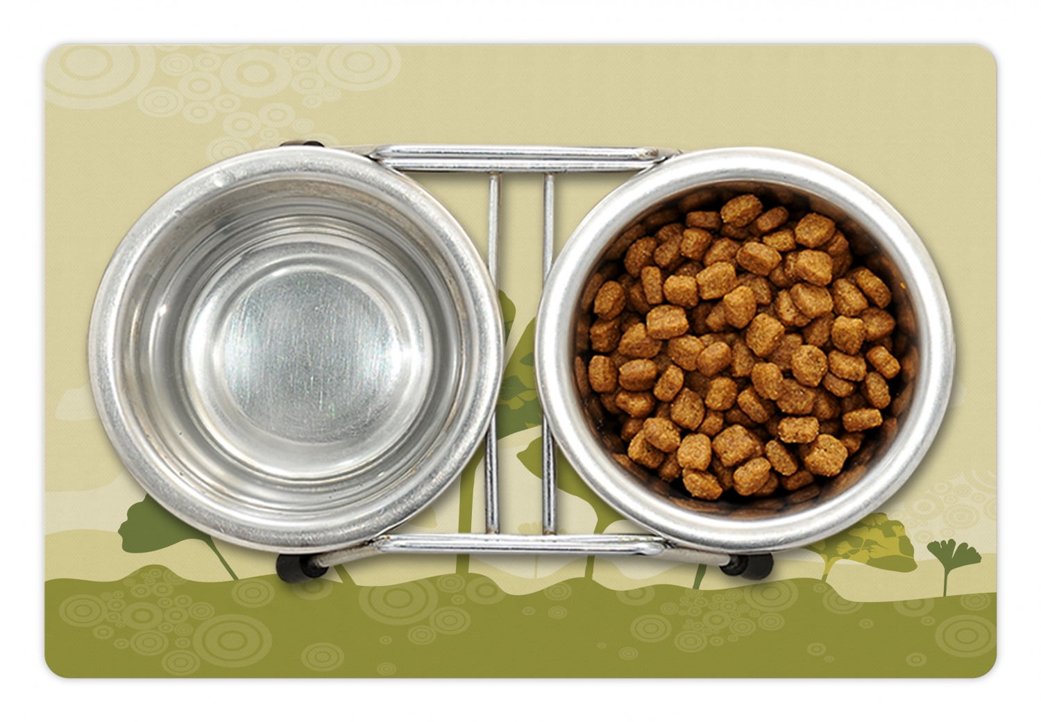 Gingko Pet Mat for Food and Water, Tree Leaf Stem Biloba Natural Curved