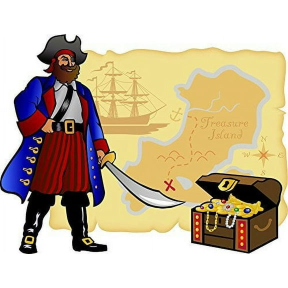 Whimsical Practicality's Pirate with Map Edible Cake Image Topper 1/4 Sheet