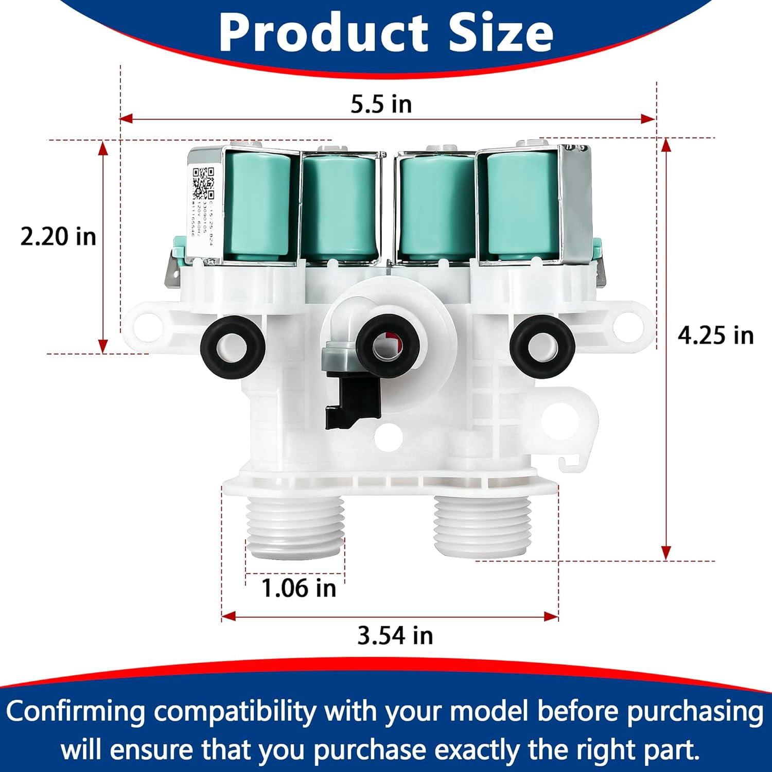 Upgraded W11165546 W11096267 Washer Water Inlet Valve Compatible with May-tag Whirl-pool Washer Parts, Replace WTW7500GC0 WTW8500DC2 WTW8500DR1 WTW7500GC2 WTW7500GW2 WTW8500DC0 WTW8500DR0
