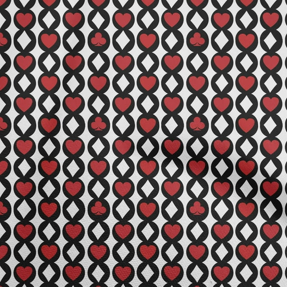oneOone Polyester Spandex Red Fabric Poker Card Dress Material Fabric Print Fabric By The Yard 56 Inch Wide