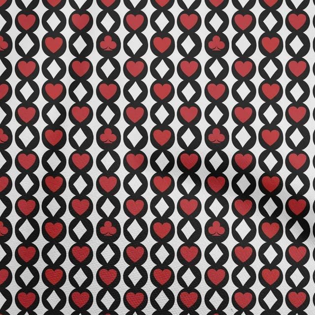 oneOone Cotton Poplin Red Fabric Poker Card Fabric For Sewing Printed Craft Fabric By The Yard 42 Inch Wide