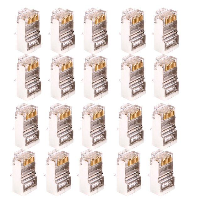 Conector blindado RJ45 Red Cat6 Enchufe adaptador RJ-45 Cabeza de cristal para interruptor