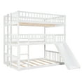 thumbnail image 5 of Full-Over-Full-Over-Full Triple Bed with Built-in Ladder and Slide , Triple Bunk Bed with Guardrails, White, 5 of 8