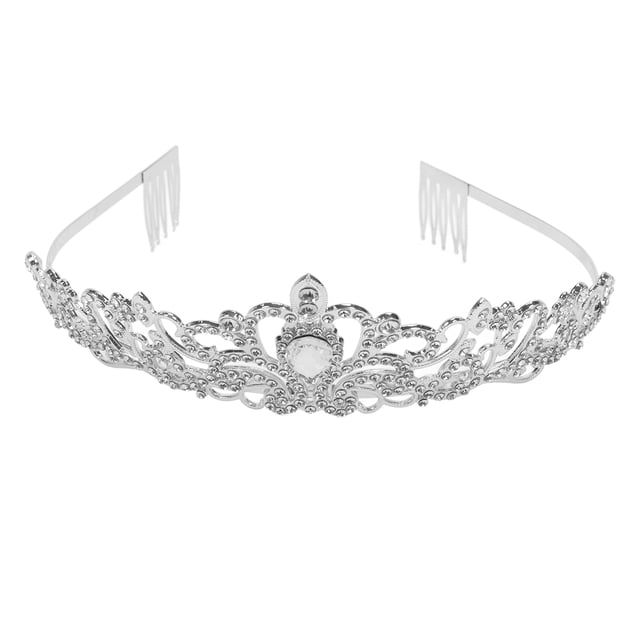 Conjunto de corona de boda, Tiara decorativa de aleación de ABS brillante, hermosa princesa plateada, Tiara de cumpleaños con correa para el hombro para fiesta