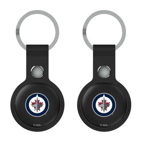 Keyscaper Winnipeg Jets Black Leatherette AirTag Holder 2-Pack