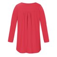 thumbnail image 3 of Besolor Women's Tunic Tops Trendy Pleated Button Crew Neck Long Sleeve Shirts Casual Solid Color Blouse Tees, 3 of 4