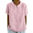 thumbnail image 2 of Pink Womens Tops Womens Summer Tops Lapel Retro Striped Back Button Loose Top Casual Shirt T Shirts for Women, 2 of 5