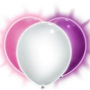 9 Light-Up Latex Balloons - Pink, Purple, White (3ct)