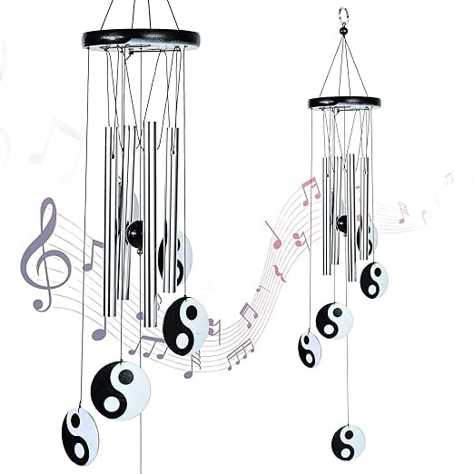 Wind Chimes for Outside – Outdoor Deep Tone Wind Chimes with 4 Metal Tubes and Hook, Memorial Wind Chimes for Garden, Patio, Yard, Home Outdoor Decor – Silver