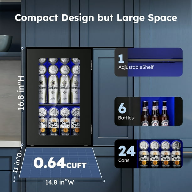 Simzlife 24 Cans Mini Beverage Refrigerator & Portable Wine Cooler