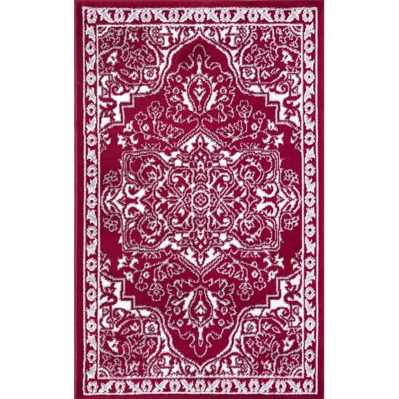 Concord Global Trading Concord Global Jefferson Collection Vintage Area Rug Red/Ivory 2'7"x4'1" 3' x 5' Kitchen