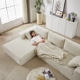 thumbnail image 4 of 108" Modular Sectional Sofa with Convertible L-Shaped Chaise & 30" Deep Seating, Chenille Upholstery, No Assembly Required, Versatile Living Room Furniture, Beige, 4 of 9