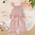 thumbnail image 2 of CAUYDY Toddler Girl Outfits Baby Girl Summer Clothes Sleeveless Ruffle Dress Tops and Shorts Clothing Sets 12M-4Y (Sizes 2-3 Years,D01-Pink), 2 of 4