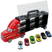 7pc Thunder Wheels Die Cast Auto Hauler Toy Truck Diecast Race Car Carrier, Ages 3-12 (assorted color)