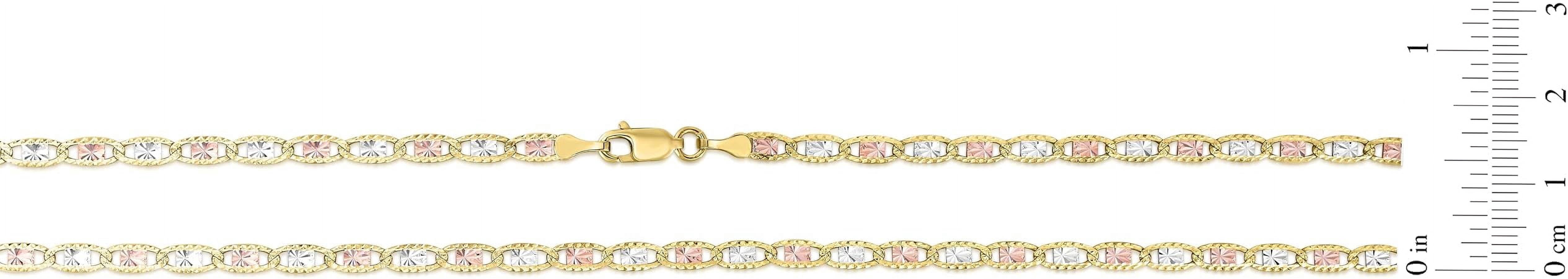 Floreo 10k Tri-Color Gold 3.3mm Valentino Link Chain Necklace