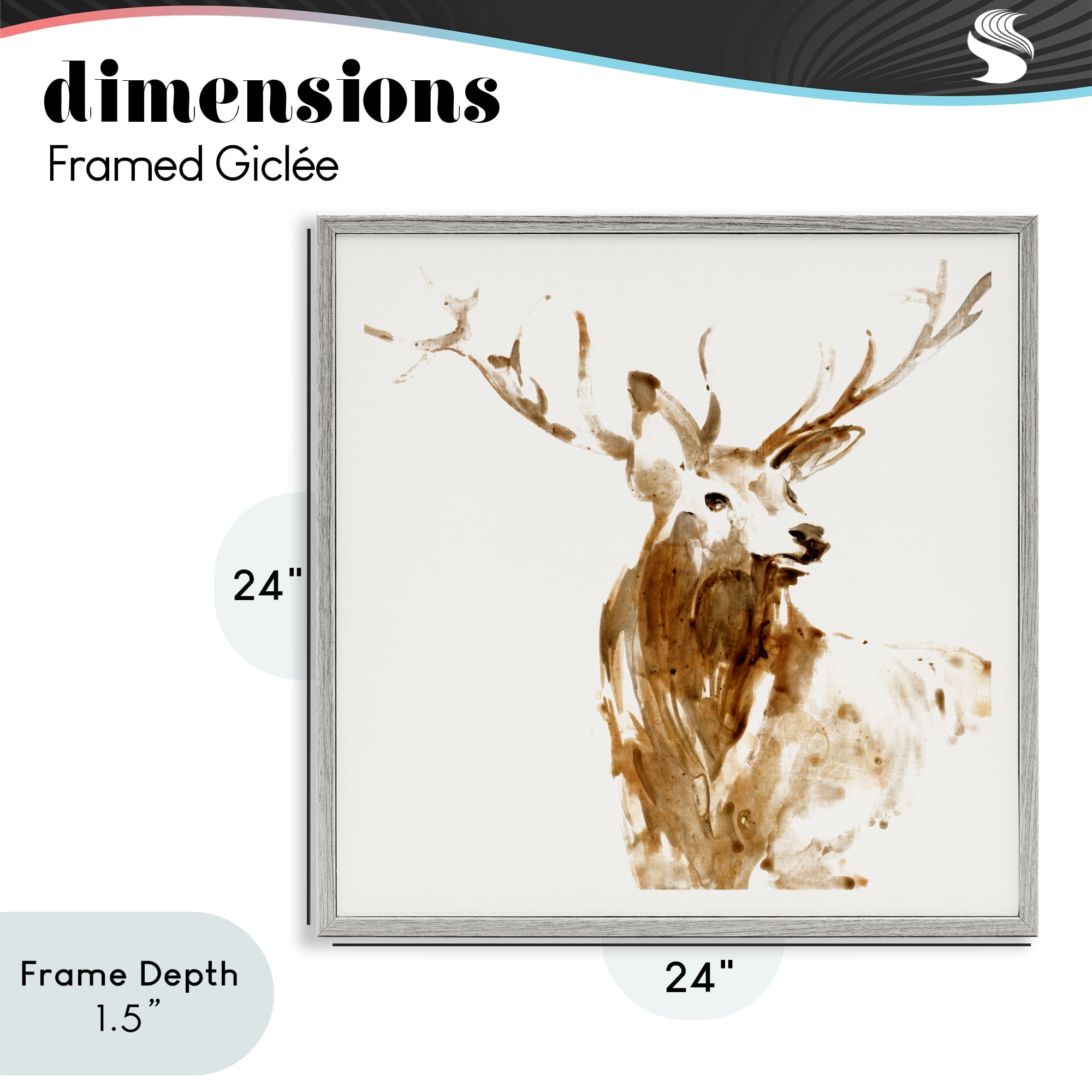 Stupell Industries Deer Portrait Head Shot Gray Framed Giclee Art, design by Lorenzo Collective